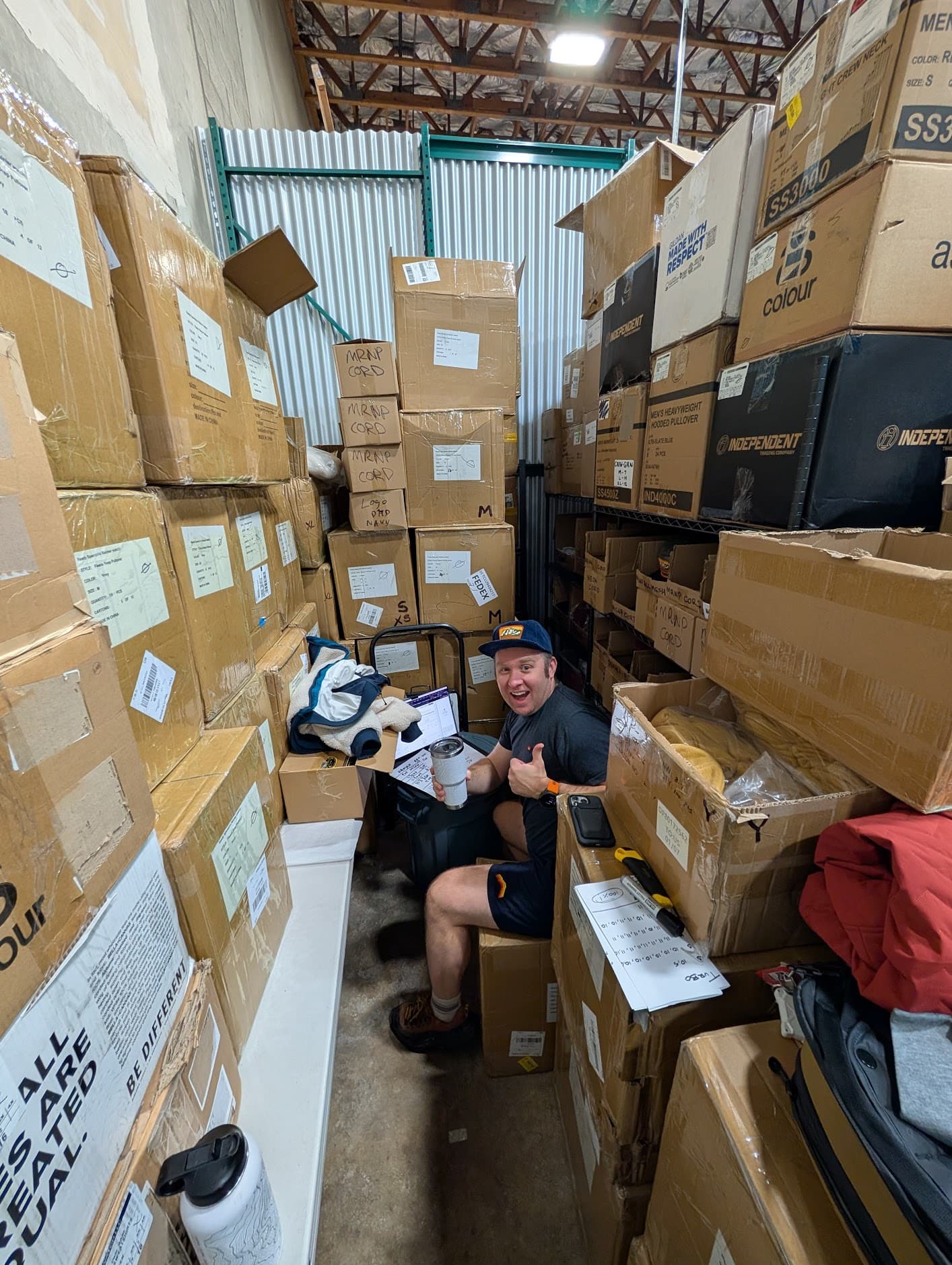 David Lindahl packing orders in the warehouse