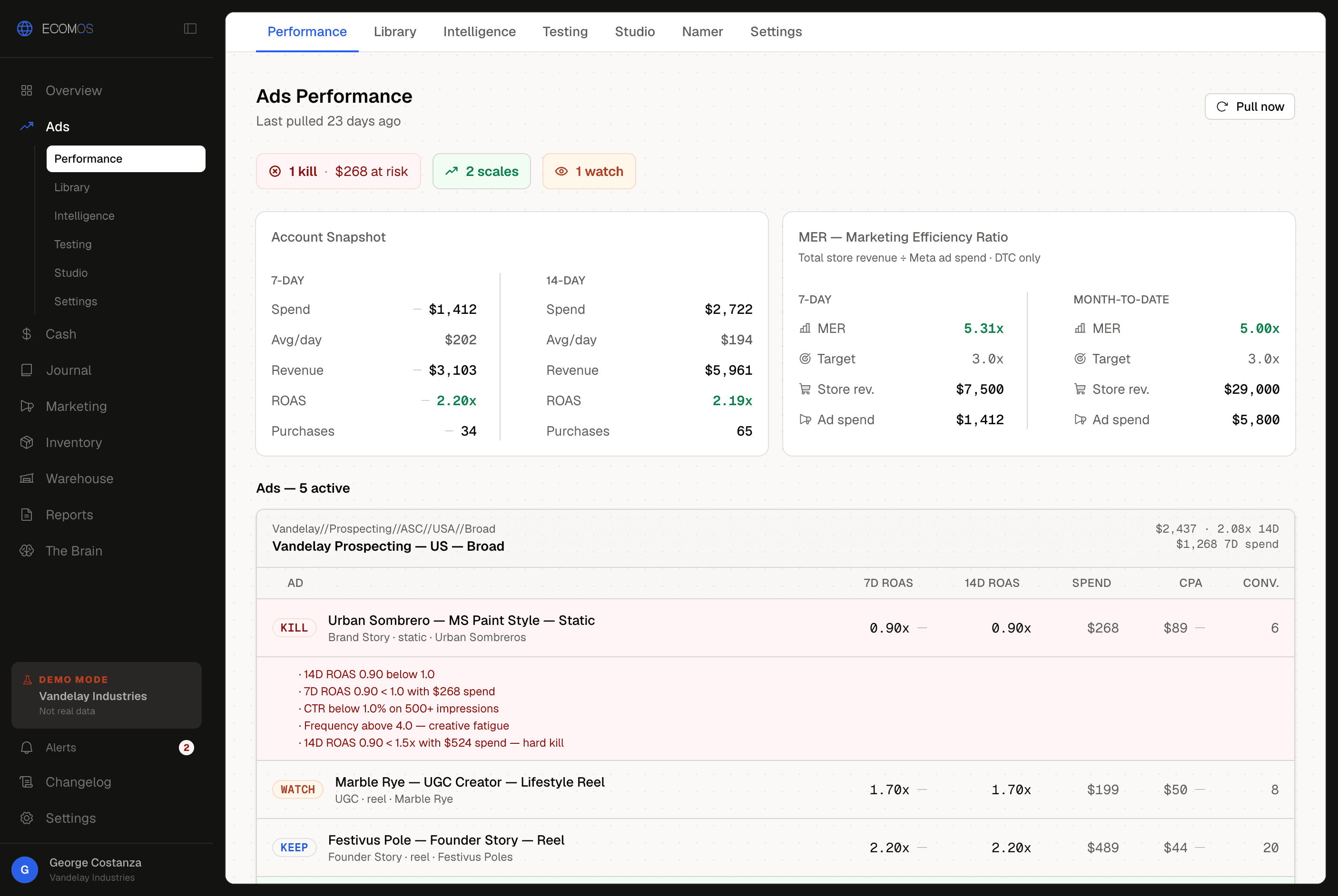 Ads intelligence dashboard