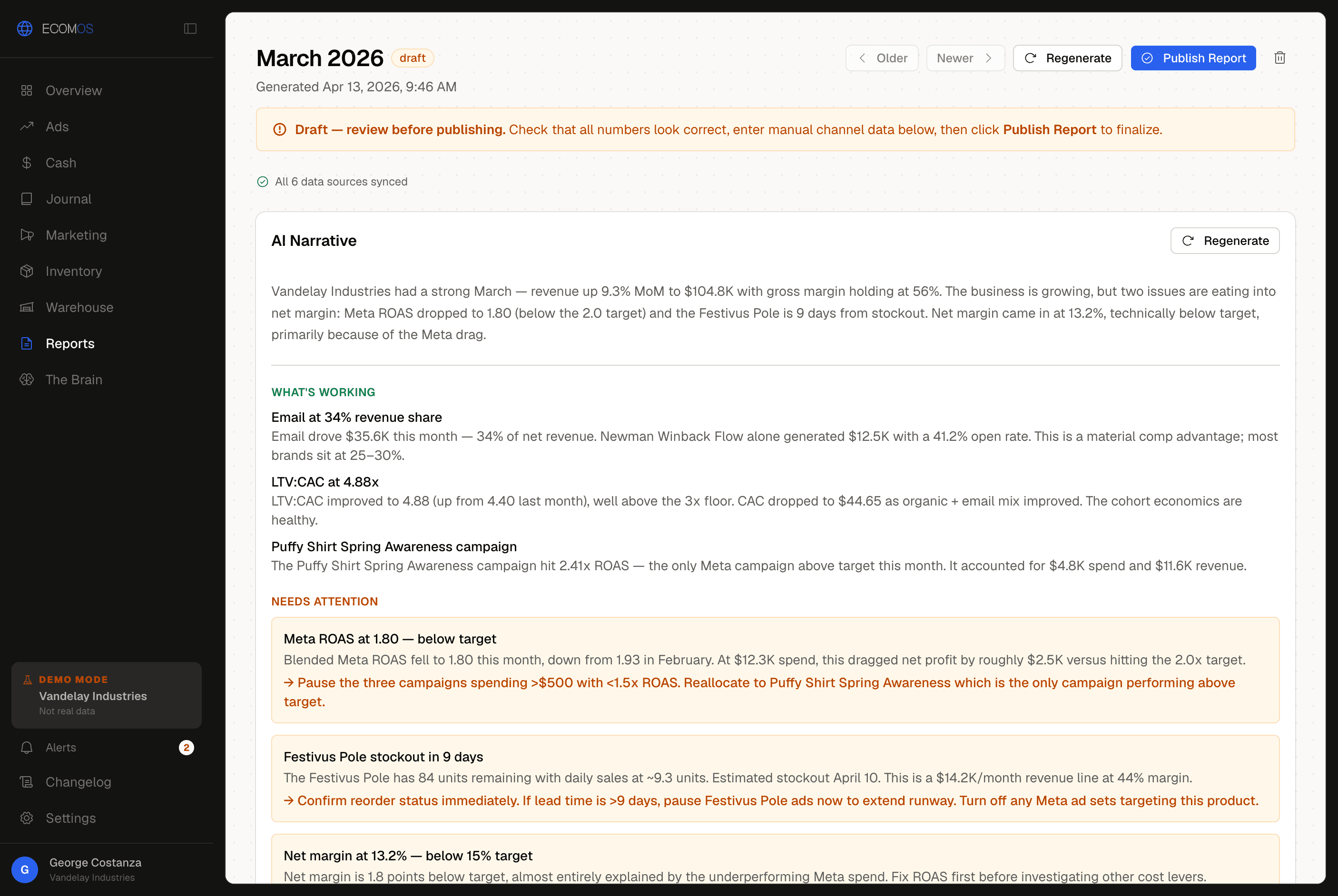 Monthly reports